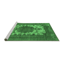 Sideview of Machine Washable Oriental Emerald Green Industrial Area Rugs, wshurb541emgrn