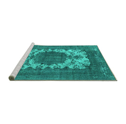 Sideview of Machine Washable Oriental Turquoise Industrial Area Rugs, wshurb541turq