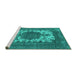 Sideview of Machine Washable Oriental Turquoise Industrial Area Rugs, wshurb541turq