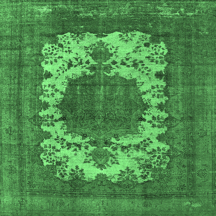 Square Machine Washable Oriental Emerald Green Industrial Area Rugs, wshurb541emgrn