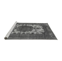 Sideview of Machine Washable Oriental Gray Industrial Rug, wshurb541gry