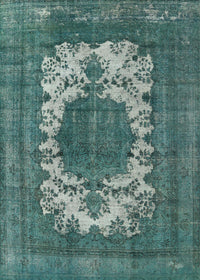 Machine Washable Industrial Modern Cadet Blue Green Rug, wshurb541