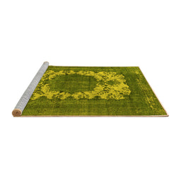 Sideview of Machine Washable Oriental Yellow Industrial Rug, wshurb541yw