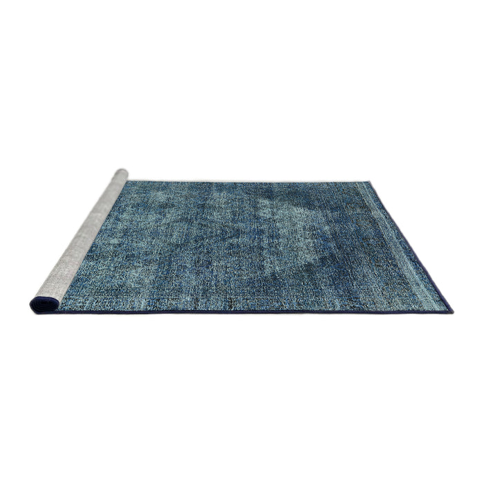 Sideview of Machine Washable Industrial Modern Koi Blue Rug, wshurb542