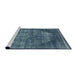 Sideview of Machine Washable Industrial Modern Koi Blue Rug, wshurb542