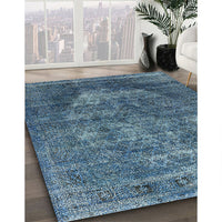 Mid-Century Modern Koi Blue Persian Rug, urb542