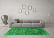 Machine Washable Persian Green Bohemian Area Rugs in a Living Room,, wshurb542grn