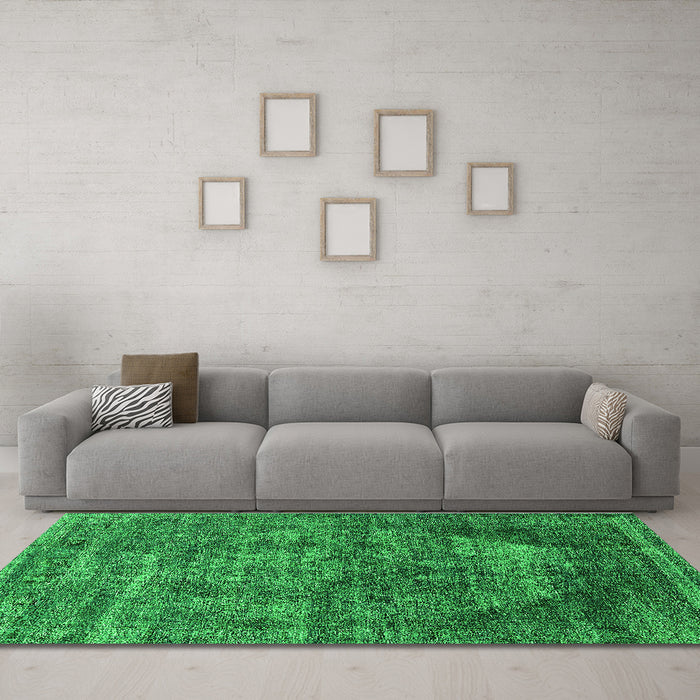 Machine Washable Persian Green Bohemian Area Rugs in a Living Room,, wshurb542grn