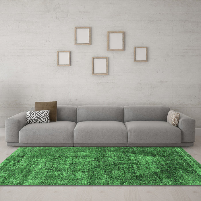 Machine Washable Persian Emerald Green Bohemian Area Rugs in a Living Room,, wshurb542emgrn