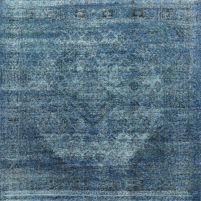 Square Machine Washable Industrial Modern Koi Blue Rug, wshurb542