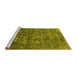 Sideview of Machine Washable Persian Yellow Bohemian Rug, wshurb542yw