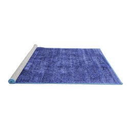 Sideview of Machine Washable Persian Blue Bohemian Rug, wshurb542blu