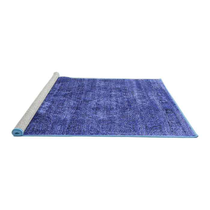 Sideview of Machine Washable Persian Blue Bohemian Rug, wshurb542blu