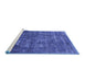 Sideview of Machine Washable Persian Blue Bohemian Rug, wshurb542blu