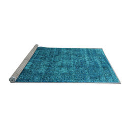 Sideview of Machine Washable Persian Light Blue Bohemian Rug, wshurb542lblu