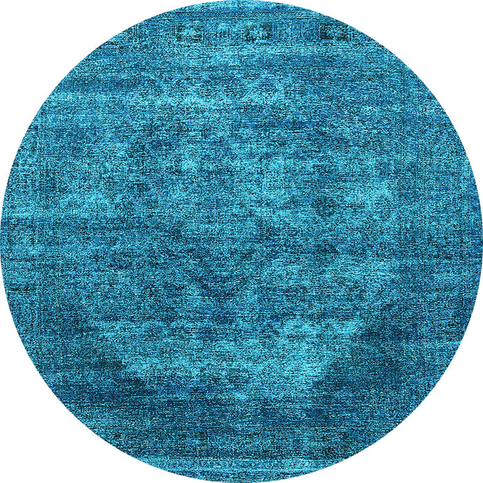 Round Machine Washable Persian Light Blue Bohemian Rug, wshurb542lblu