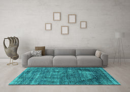 Machine Washable Persian Turquoise Bohemian Area Rugs in a Living Room,, wshurb542turq