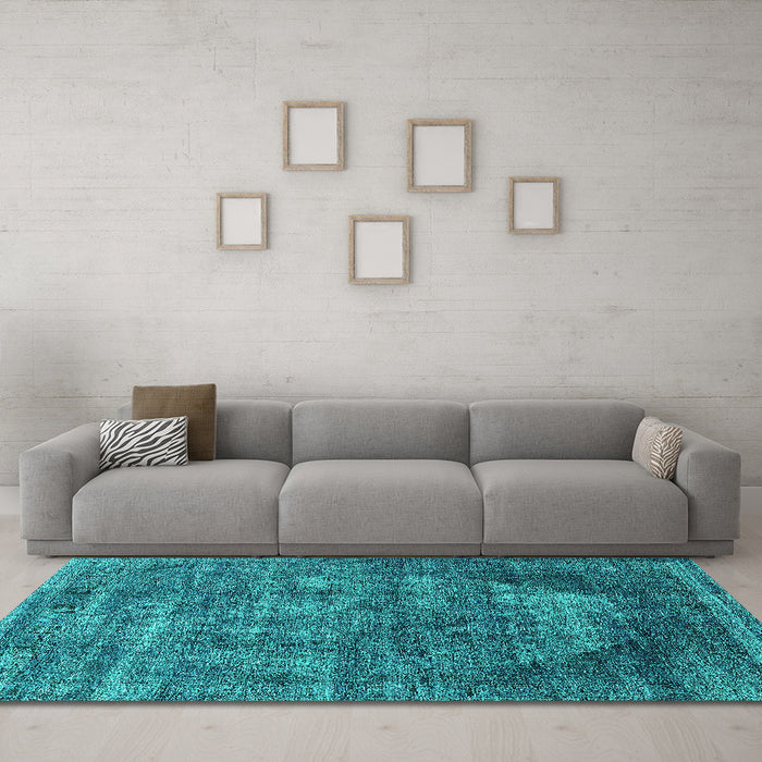 Machine Washable Persian Turquoise Bohemian Area Rugs in a Living Room,, wshurb542turq