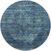 Round Mid-Century Modern Koi Blue Persian Rug, urb542