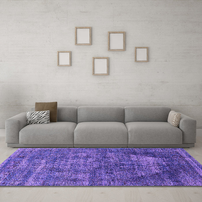 Machine Washable Persian Purple Bohemian Area Rugs in a Living Room, wshurb542pur