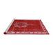 Sideview of Machine Washable Industrial Modern Red Rug, wshurb543