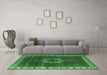 Machine Washable Oriental Emerald Green Industrial Area Rugs in a Living Room,, wshurb543emgrn