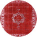 Round Machine Washable Industrial Modern Red Rug, wshurb543