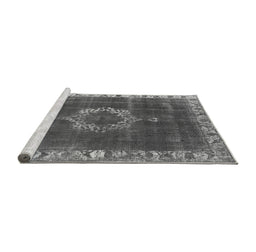 Sideview of Machine Washable Oriental Gray Industrial Rug, wshurb543gry