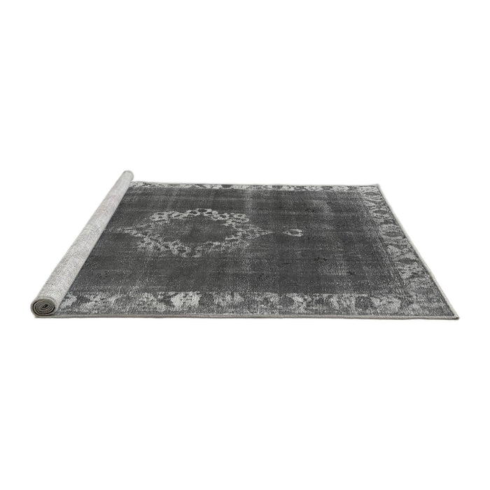 Sideview of Machine Washable Oriental Gray Industrial Rug, wshurb543gry