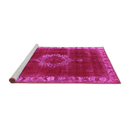 Sideview of Machine Washable Oriental Pink Industrial Rug, wshurb543pnk