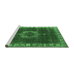 Sideview of Machine Washable Oriental Emerald Green Industrial Area Rugs, wshurb543emgrn