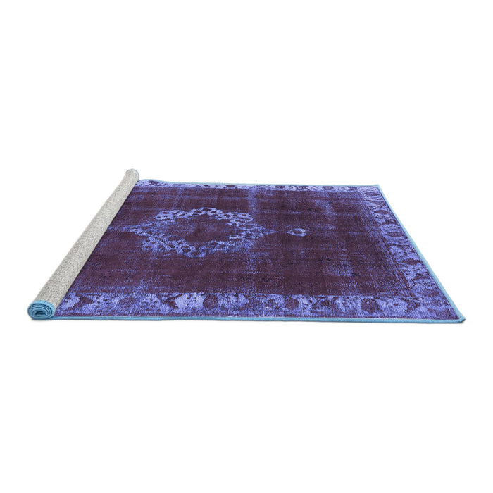 Sideview of Machine Washable Oriental Blue Industrial Rug, wshurb543blu