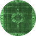 Round Oriental Emerald Green Industrial Rug, urb543emgrn