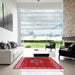 Square Machine Washable Industrial Modern Red Rug in a Living Room, wshurb543