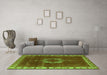 Machine Washable Oriental Green Industrial Area Rugs in a Living Room,, wshurb543grn