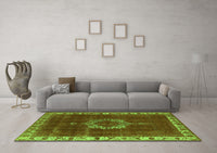 Machine Washable Oriental Green Industrial Rug, wshurb543grn