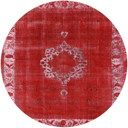 Round Mid-Century Modern Red Oriental Rug, urb543