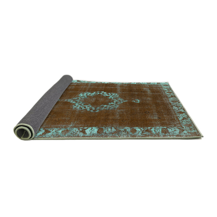 Sideview of Oriental Turquoise Industrial Rug, urb543turq