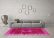Machine Washable Oriental Pink Industrial Rug in a Living Room, wshurb543pnk