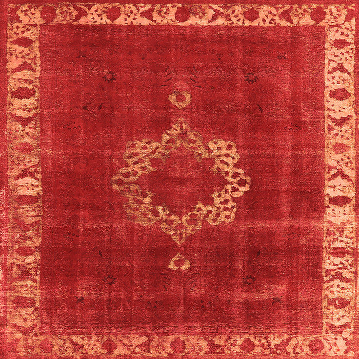 Square Oriental Orange Industrial Rug, urb543org