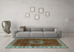 Machine Washable Oriental Turquoise Industrial Area Rugs in a Living Room,, wshurb543turq