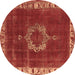 Round Oriental Brown Industrial Rug, urb543brn