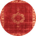 Round Machine Washable Oriental Orange Industrial Area Rugs, wshurb543org