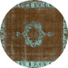 Round Oriental Turquoise Industrial Rug, urb543turq