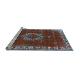 Sideview of Machine Washable Oriental Light Blue Industrial Rug, wshurb543lblu