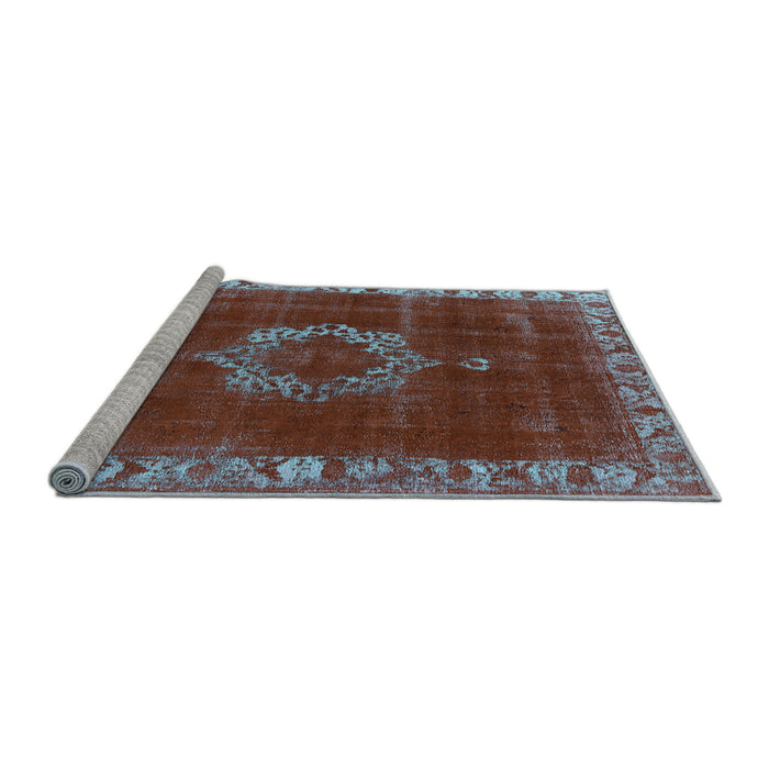 Sideview of Machine Washable Oriental Light Blue Industrial Rug, wshurb543lblu