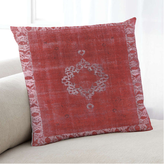 Lifestyle Image of Mid-Century Modern Urban Square Red Throw Pillow, 18 inch by 18 inch, pwurb543