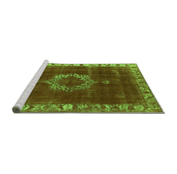 Sideview of Machine Washable Oriental Green Industrial Area Rugs, wshurb543grn