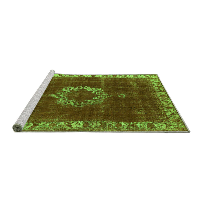 Sideview of Machine Washable Oriental Green Industrial Area Rugs, wshurb543grn