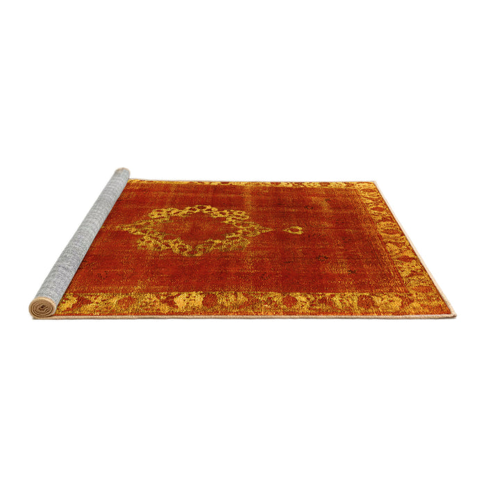 Sideview of Machine Washable Oriental Yellow Industrial Rug, wshurb543yw